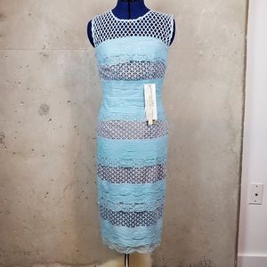 Bronx & Banco lace ruffle cutout blue dress size 6